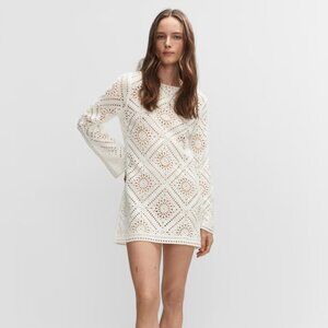 Mango White Long Sleeve Dress